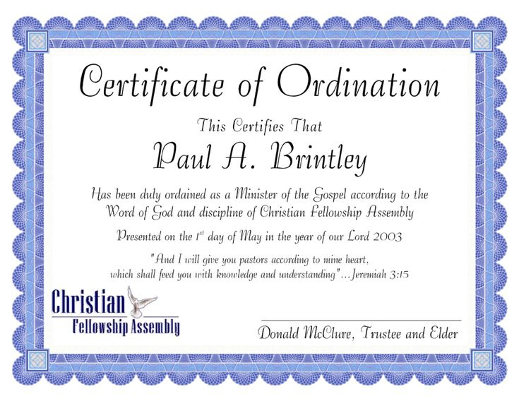 Free Minister Ordination Certificate Clean Best S Of Inside Free Ordination Certificate Template