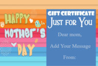 Free Mother&amp;#039;S Day Gift Certificate Templates | Customize For Mothers Day Gift Certificate Template