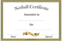 Free Netball Certificates Pertaining To Fascinating Netball Certificate