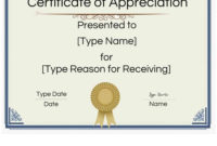 Free Printable Certificate Of Appreciation Template Inside Certificate Of Recognition Template Word