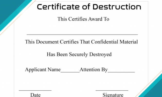 Free Printable Certificate Of Destruction Sample Intended For Destruction Certificate Template