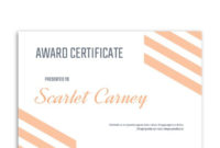 Free Printable Peach Minimalist Award Certificate Template In Piano Certificate Template Free Printable