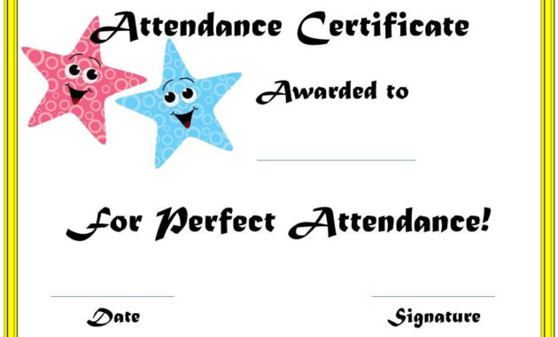 Free Printable Perfect Attendance Certificate Templates Throughout 7 Free Editable Pre K Graduation Certificates Word Pdf