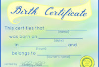 Free Printable Stuffed Animal Birth Certificates Within Puppy Birth Certificate Free Printable 8 Ideas