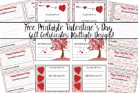 Free Printable Valentine&amp;#039;S Day Gift Certificates: 5 With Free Valentine Gift Certificate Template