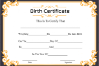 Free Sample Certificate Of Birth Template | Certificate With Regard To Free Official Birth Certificate Template