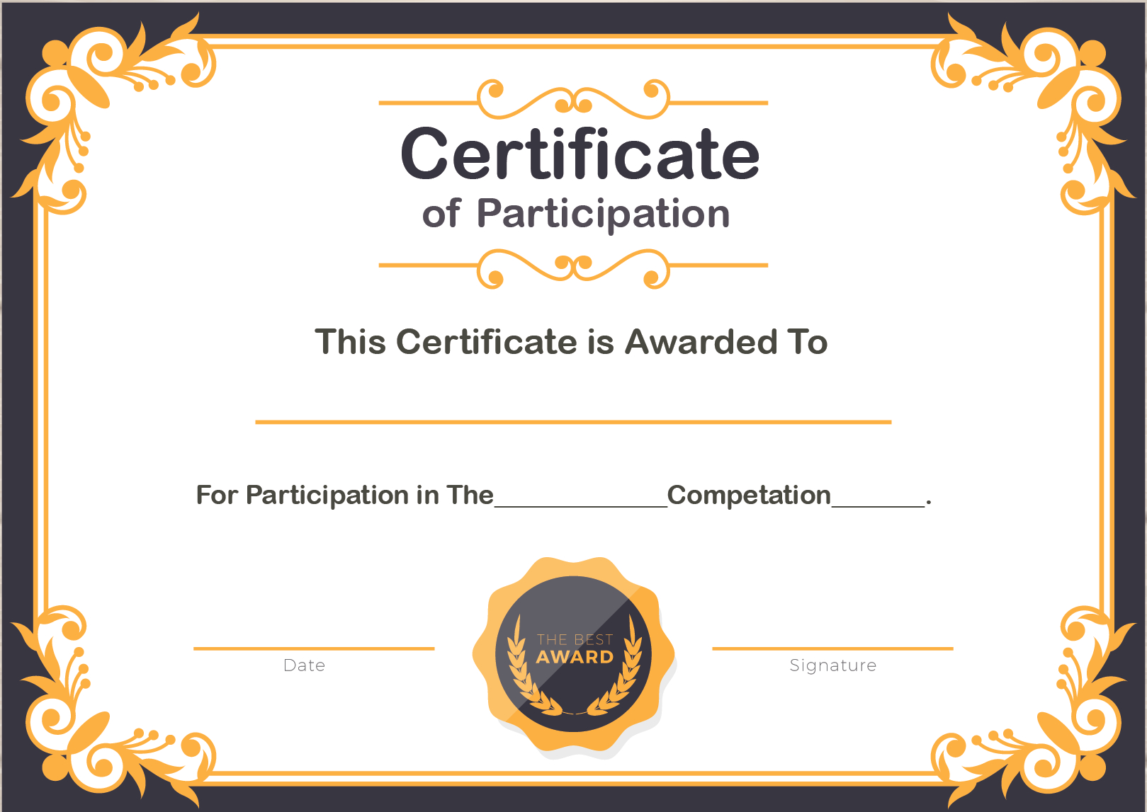 Free Sample Format Of Certificate Of Participation Inside Participation Certificate Templates Free Printable