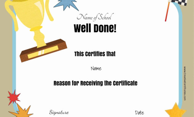 Free School Certificates &amp; Awards In Fantastic Good Job Certificate Template