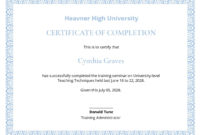 Free Teachers Training Completion Certificate Template With Regard To Certificate Template For Pages