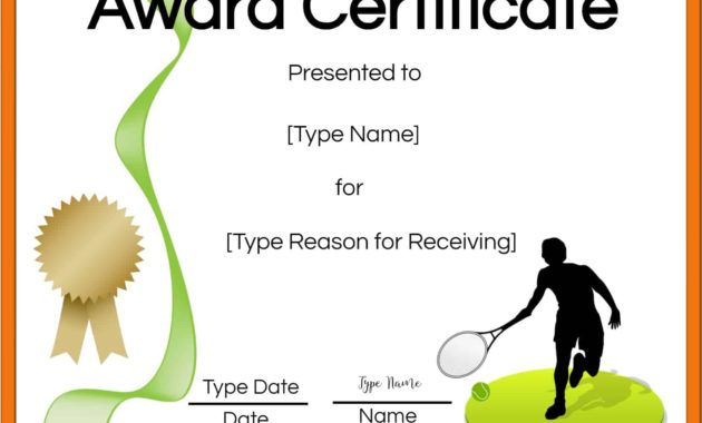 Free Tennis Certificates | Edit Online And Print At Home Inside Simple Printable Tennis Certificate Templates 20 Ideas