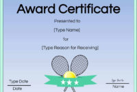 Free Tennis Certificates | Edit Online And Print At Home Within Fascinating Tennis Participation Certificate