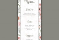 Free Vector | Wedding Menu Template With Pastel Flowers In Wedding Menu Choice Template