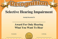 Funny Free Award Certificate Selective Hearing With Regard To Free Funny Certificate Templates For Word