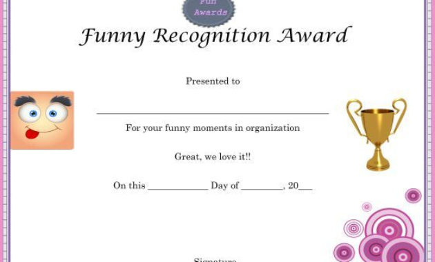 Funny Recognition Award | Certificate Templates, Funny Inside Free Funny Award Certificate Templates For Word