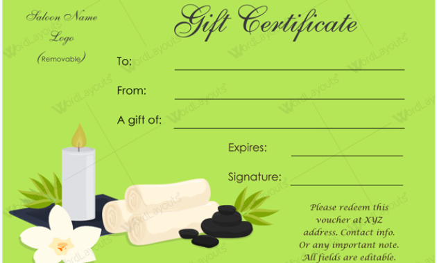 Gift Certificate 24 Word Layouts Intended For Salon Gift Certificate Template