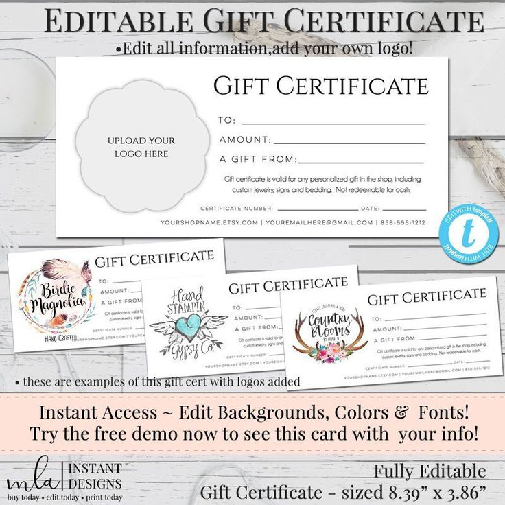 Gift Certificate Template, Diy Gift Certificate, Store With Regard To Fresh Editable Fitness Gift Certificate Templates