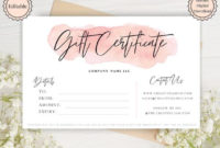 Gift Voucher Gift Certificate Template. Editable Gift Card Intended For Custom Gift Certificate Template