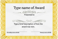 Gold Award Certificate Template Word Doc Printable Intended For Scholarship Certificate Template