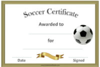 Gold Border Soccer Award Certificate Example Inside Fantastic Soccer Achievement Certificate Template