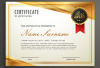 Golden Certificate Template Design Vector Download Free Throughout Art Award Certificate Free Download 7 Concepts