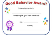 Good Behavior Award Certificate | Classroom | Preschool Inside Fascinating Classroom Certificates Templates