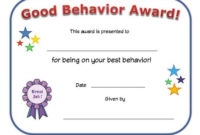 Good Behavior Award Certificate | Reading Certificates Inside Star Reader Certificate Templates