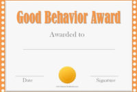 Good Behavior Award Certificates | Kids Awards Inside Awesome Good Behaviour Certificate Templates