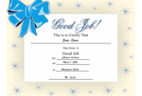 Good Job Certificate Printable Certificate Intended For Fantastic Good Job Certificate Template Free
