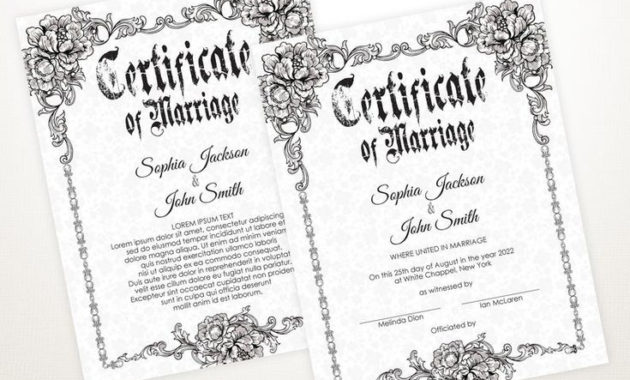 Gothic Wedding Editable Certificate Template, Printable Inside Wedding Gift Certificate Template