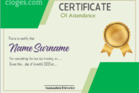 Green Microsoft Word Certificate Of Attendance Template With Regard To Microsoft Word Certificate Templates
