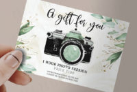 Greenery Gift Certificate Photography, Photography Gift With Regard To Fresh Photography Session Gift Certificate