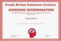 Growth Mindset Achievement Certificates For Teens Red Pertaining To Outstanding Effort Certificate Template