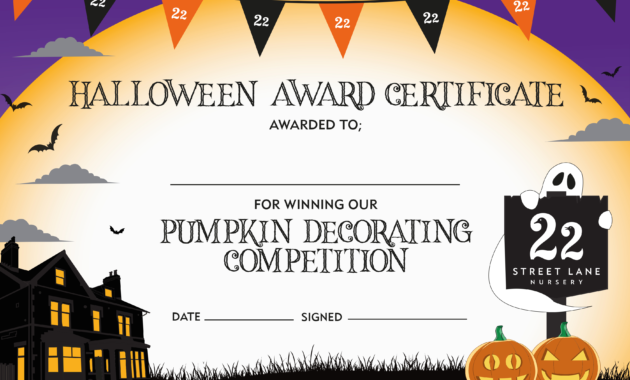 Halloween Award Certificate Pumpkin Decorating Intended For Fantastic Halloween Costume Certificates 7 Ideas Free