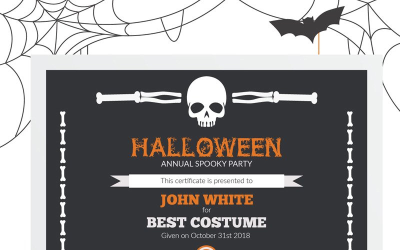 Halloween Best Costume Award Certificate Template Intended For Simple Halloween Certificate Template