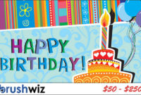 Happy Birthday Gift Card | Brushwiz Inside Amazing Happy Birthday Gift Certificate