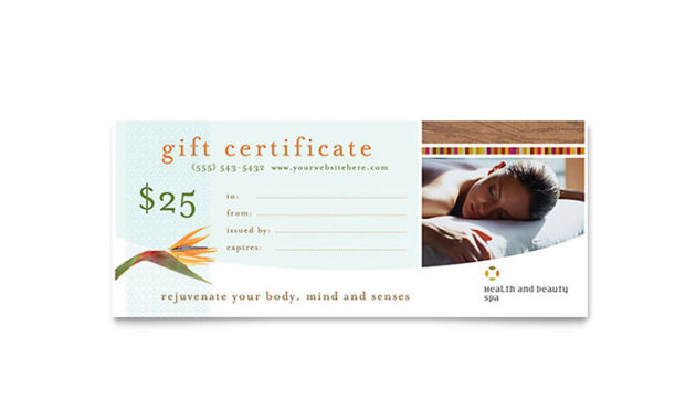 Health &amp; Beauty Spa Gift Certificate Template Word For Fresh Salon Gift Certificate Template