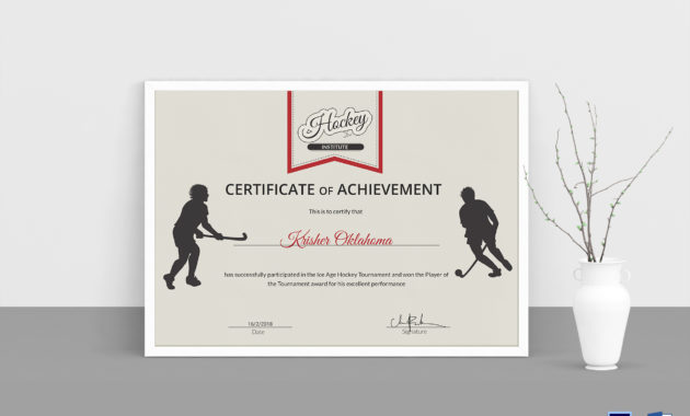 Ice Hockey Achievement Certificate Template In Hockey With Regard To Hockey Certificate Templates
