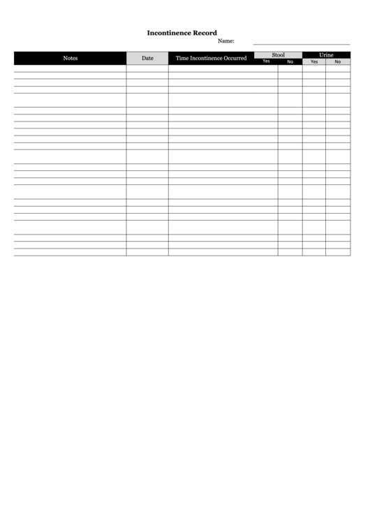 Incontinence Record Log Printable Pdf Download Within Welders Log Book Template