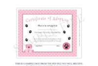 Instant Download Puppy Adoption Certificate Puppy Birthday With Regard To Fresh Rabbit Adoption Certificate Template 6 Ideas Free