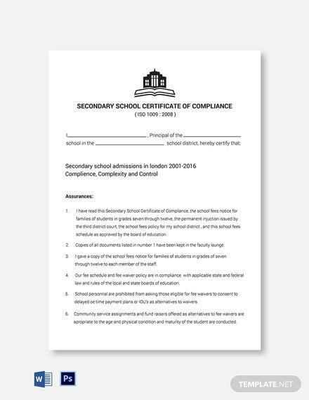 Instantly Download School Compliance Certificate Template Throughout Free Certificate Of Compliance Template 7 Docs Free