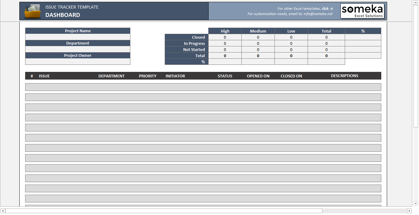 Issue Tracker Free Excel Template To Track Project Throughout Issues Tracking Log Template