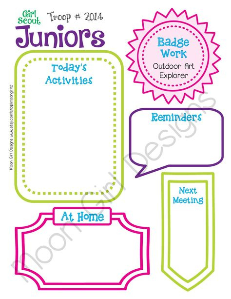 Junior Girl Scout Meeting Activity Planner Troop Fillable Inside Girl Scout Parent Meeting Agenda Template