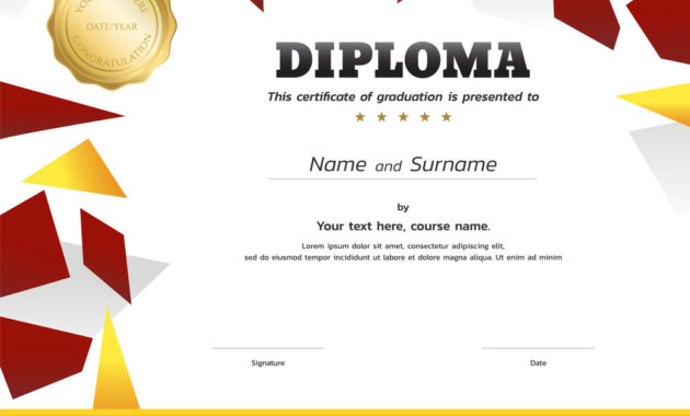 Kids Diploma Or Certificate Template With Gold Within Pertaining To Printable Softball Certificate Templates