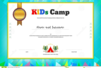 Kids Summer Camp Diploma Or Certificate Template With Regarding Summer Camp Certificate Template
