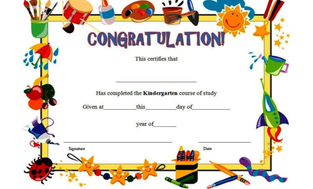 Kindergarten Diploma Certificate Templates: 10+ Designs Free With Preschool Graduation Certificate Free Printable