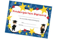 Kindergarten Graduation Child Kid Diploma Certificate Award Throughout Kindergarten Graduation Certificate Printable