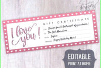 Last Minute Gifts Mother&amp;#039;S Day Gift Certificate Throughout Mothers Day Gift Certificate Template
