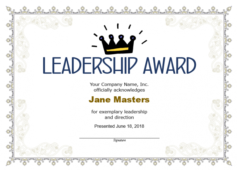 Leadership Award Certificate Template | Best Templates Ideas Throughout Fantastic Leadership Award Certificate Template