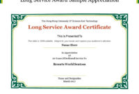 Long Service Award Sample Appreciation | Ppt Images For Certificate For Years Of Service Template