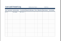 Lost And Found Log Template | Excel Templates, Checklist Inside Office Log Book Template